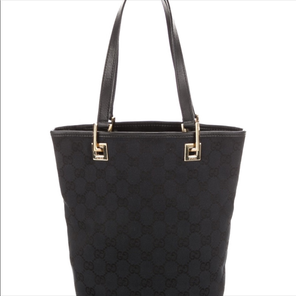 Vintage Gucci Tote- Black with leather GG stiching